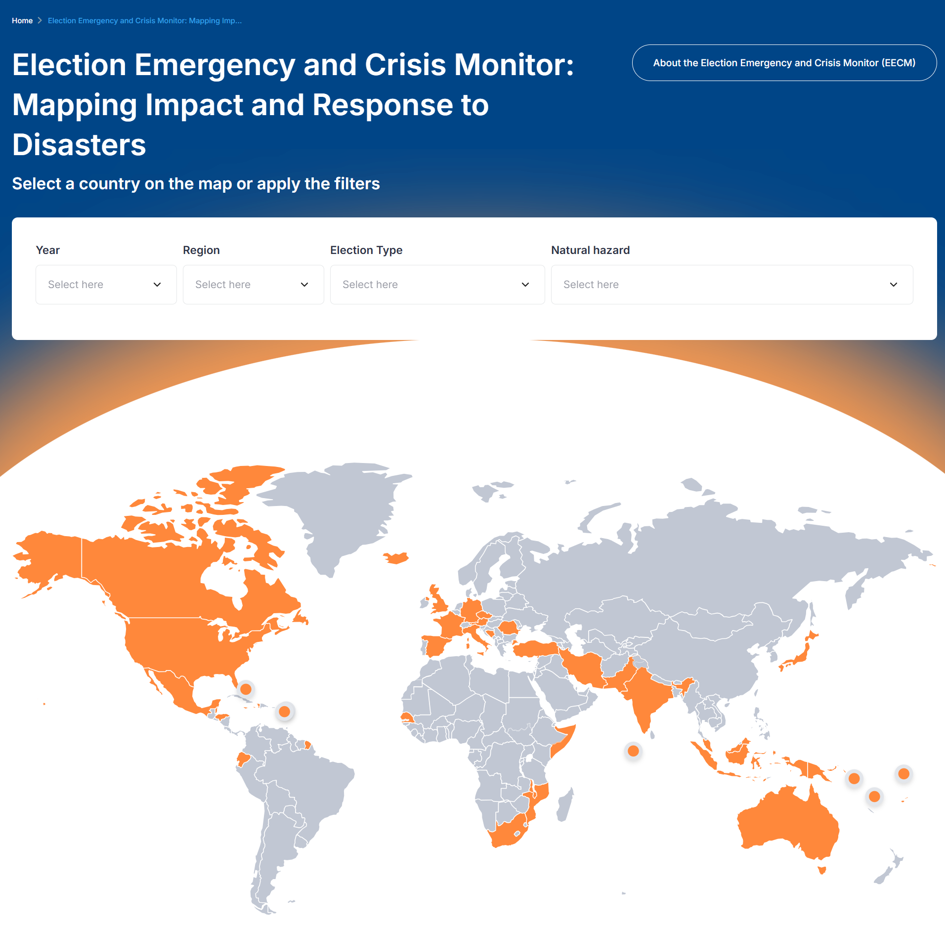 Source: International IDEA, Election Emergency and Crisis Monitor: Mapping Impact and Response to Disasters, [n.d.], <https://www.idea.int/election-dashboard-election-emergency-and-crisis-monitor>, accessed 21 March 2025.